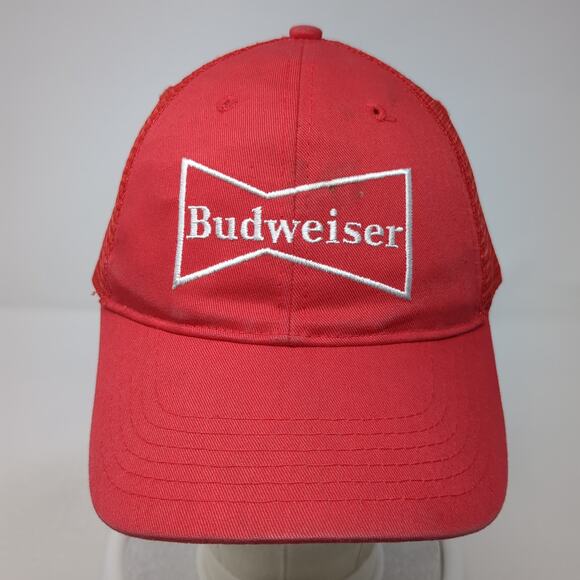 Budweiser Snapback Trucker Hat Red One Size Adjustable Embroidered Mesh Back - Picture 2 of 9
